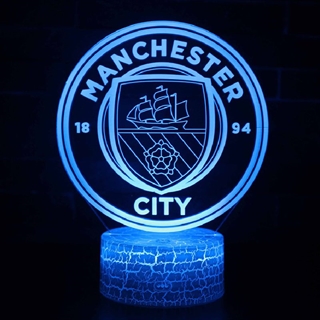 Manchester City 3D lampe med fjernbetjening-16 lysfarver-dæmpbar